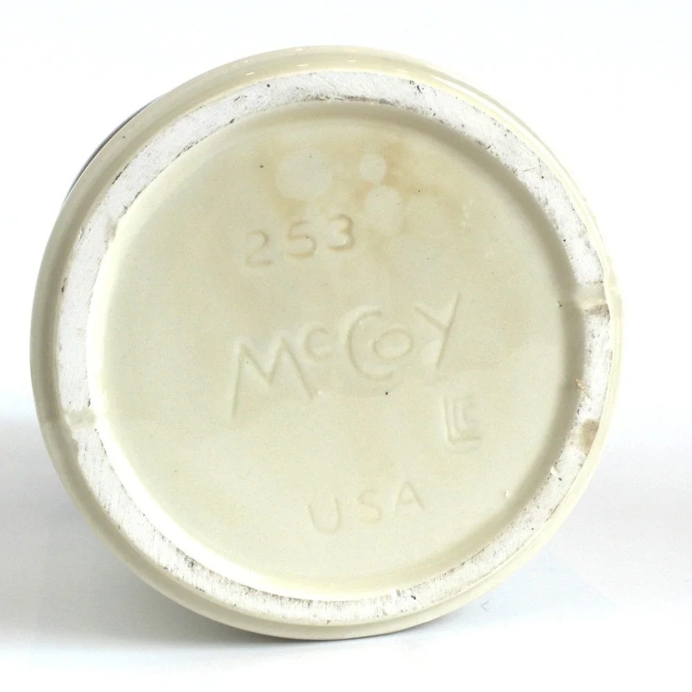 McCoy 253 Harvest Fruit Ceramic Canister with Lid Brown Cream Vintage USA